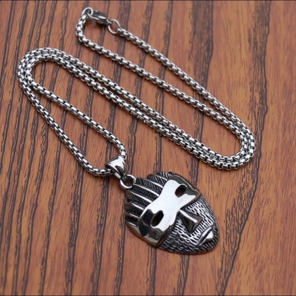 Stainless Steel Chain Mask Pendant Necklace - Picture 7 of 7